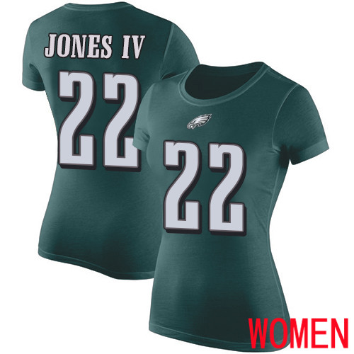 Women Philadelphia Eagles #22 Sidney Jones Green Rush Pride Name and Number NFL T Shirt